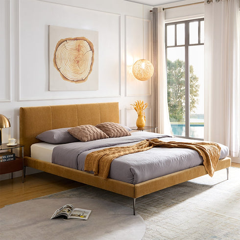 Bae Cotton Linen Fabric Modern Simple Bed Frame